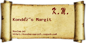 Kondás Margit névjegykártya